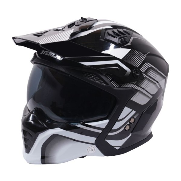 Stealth Helmets Stealth Fighter Multi Function Motorcycle Full & Open Face Helmet Graphic Orbit Black & Silver Gloss